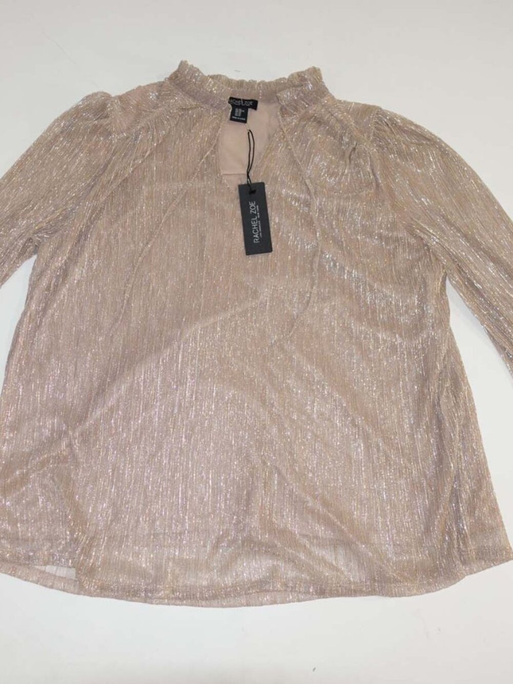 Rachel Zoe Women's Blouse Size 2X NWT 3/4 Sleeves Metallic Rose Gold Top Shirt